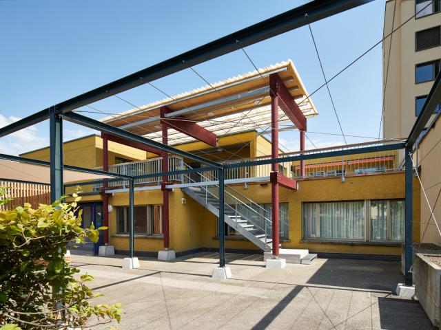 Umbau ehemaliger Werkhof zu Kindergarten mit Treibhausgaseinsparung